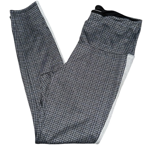 Lysse Women’s Size M Gray Black Plaid Tuxedo Stripe Pull On Leggings - Picture 1 of 6